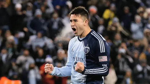 KANSAS CITY, KS – DECEMBER 07:  Claudio Bieler #16 of Sporting KC reacts to scoring a goal during the shootout against of Real Salt Lake in the 2013 MLS Cup at Sporting Park on December 7, 2013 in Kansas City, Kansas.  (Photo by Scott Halleran/Getty Images)
