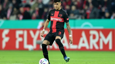 LEVERKUSEN, GERMANY – DECEMBER 06: Piero Hincapie of Leverkusen runs with the ball during the DFB cup round of 16 match between Bayer 04 Leverkusen and SC Paderborn 07 at BayArena on December 06, 2023 in Leverkusen, Germany. (Photo by Christof Koepsel/Getty Images)
