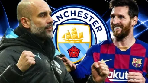 Pep Guardiola, Lionel Messi y Manchester City. 
