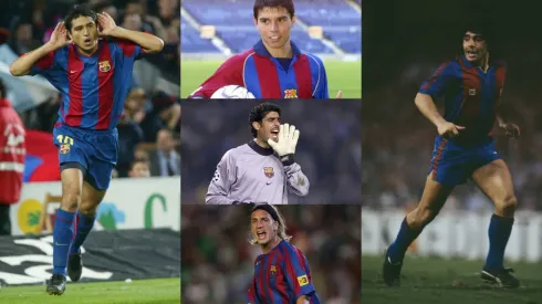 Juan Román Riquelme, Diego Maradona y algunos de los argentinos fichados por Barcelona. 
