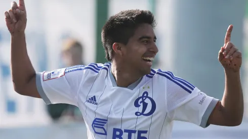 MOSCOW, RUSSIA – OCTOBER 06:  Christian Noboa of FC Dinamo Moscow celebrates after scoring the opening goal during the Russian Football League Championship match between PFC CSKA Moscow and FC Dinamo Moscow on October 6, 2013 in Moscow, Russia.  (Photo b /Epsilon/Getty Images)
