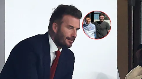 David Beckham con un amigo de Messi.
