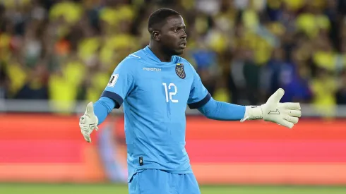 QUITO, ECUADOR - OCTOBER 17: Moises Ramirez of Ecuador celebrates after saves the penalty during a FIFA World Cup 2026 Qualifier match between Ecuador and Colombia at Rodrigo Paz Delgado Stadium on October 17, 2023 in Quito, Ecuador. (Photo by Franklin Jacome/Getty Images)