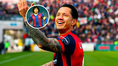 Gianluca Lapadula y Diego Maradona.