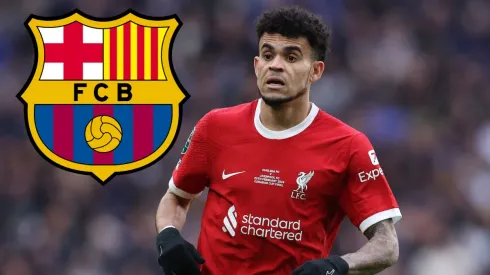 Luis Díaz y escudo del Barcelona. 
