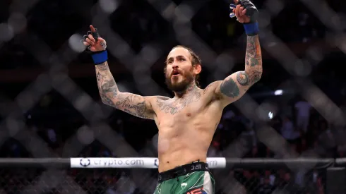NEW YORK, NEW YORK - NOVEMBER 06: Marlon Vera celebrates after his TKO victory over Frankie Edgar in their bantaweight bout during the UFC 268 event at Madison Square Garden on November 06, 2021 in New York City. (Photo by Mike Stobe/Getty Images)