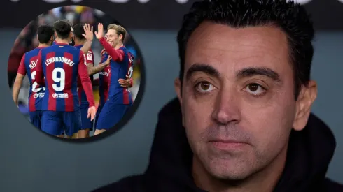 Xavi y sus jugadores por Barcelona. 
