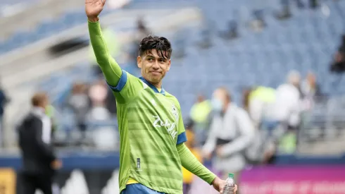 SEATTLE, WASHINGTON – MAY 23: Xavier Arreaga #3 of Seattle Sounders waves to fans after a 1-1 draw against the Atlanta United at Lumen Field on May 23, 2021 in Seattle, Washington. (Photo by Steph Chambers/Getty Images)
