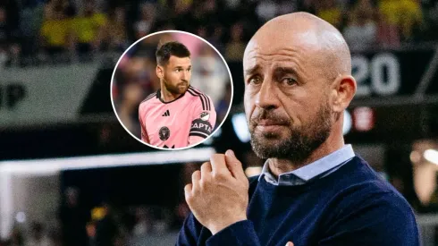 Lionel Messi y Lorent Courtois.
