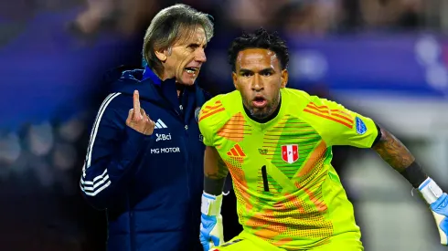 Ricardo Gareca y Pedro Gallese en el Perú vs. Chile por la Copa América 2024.
