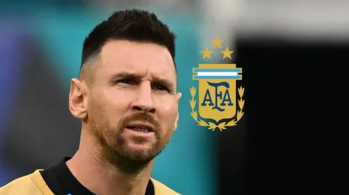 Messi y el escudo de la Selección Argentina.

