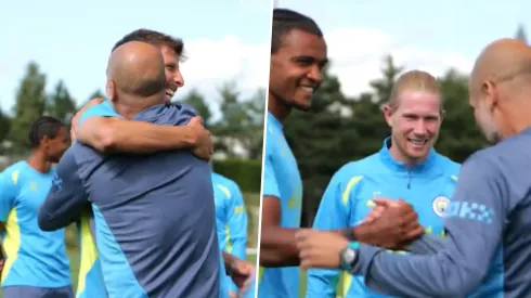 Pep Guardiola se mostró feliz por reencontrarse con los jugadores del Manchester City que estaban de vacaciones.
