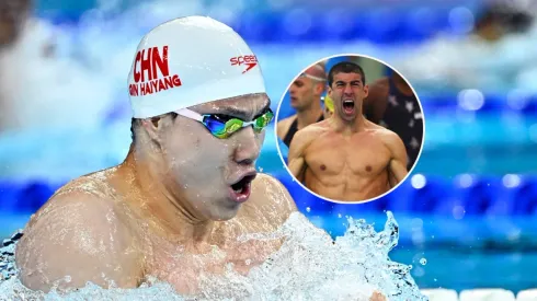 Haiyang Qin y Michael Phelps.
