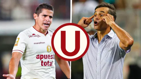 Aldo Corzo y Fabián Bustos, jugador y técnico de Universitario.
