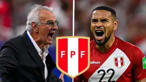 Jorge Fossati y Alexander Callens, técnico y defensa de Perú.