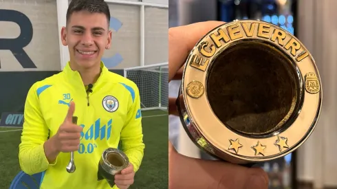 El Diablito, feliz con el regalo personalizado que le hicieron los ingleses.
