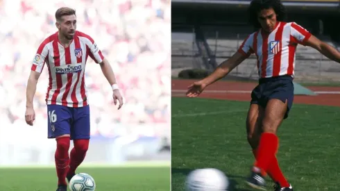 Héctor Herrera y Hugo Sánchez con la camiseta del Atlético de Madrid.
