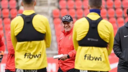 Javier Aguirre en su primer entrenamiento con el Mallorca.
