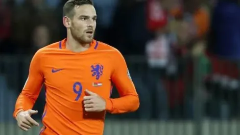 Vincent Janssen con la selección de Holanda en la eliminatoria a Rusia 2018.
