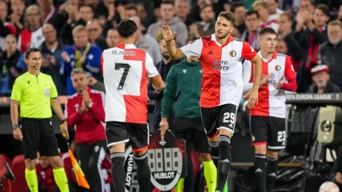 UEFA Europa League: Feyenoord v SK Sturm Graz Rotterdam – Alireza Jahanbakhsh of Feyenoord, Santiago Gimenez of Feyenoor
