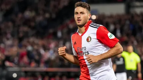 UEFA Europa League: Feyenoord v SK Sturm Graz Rotterdam – Santiago Gimenez of Feyenoord celebrates the 5-0 during the ma
