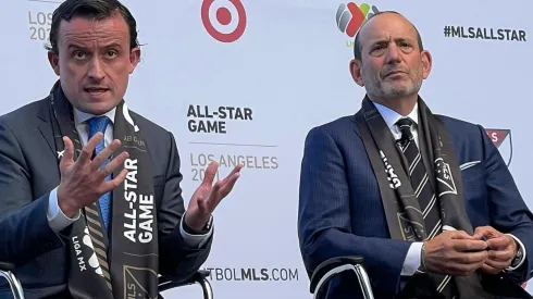 Mikel Arriola, presidente de la Liga MX, y Don Garber, comisionado de la MLS.
