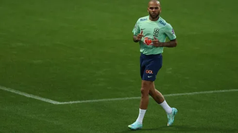 Turin, Italy, 14th November 2022. Dani Alves during the Brazil training Session at Juventus Training Centre, Turin. Pict