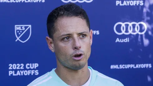 October 19, 2022, Los Angeles, California, USA: Javier Chicharito Hernandez 14 of the Los Angeles Galaxy answers media q
