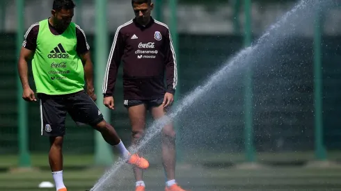 Marco Fabián y Chicharito Hernández en la concentración de México en Rusia 2018.
