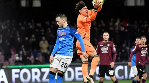 Piotr Zielinski of SSC Napoli and Guillermo Ochoa of SSC Napoli during the Serie A football match between US Salernitana
