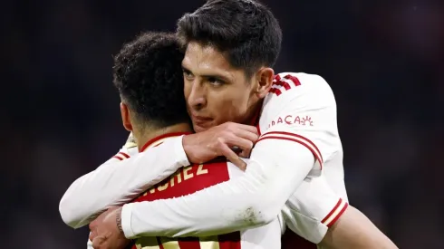 AMSTERDAM – (lr) Jorge Sanchez of Ajax, Edson Alvarez or Ajax celebrate the 1-0 during the Dutch Eredivisie match betwee
