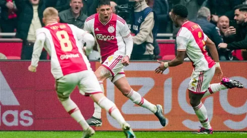 Eredivisie: Ajax v Feyenoord Amsterdam – Edson Alvarez of Ajax celebrates the 1-1 during the match between Ajax v Feyeno
