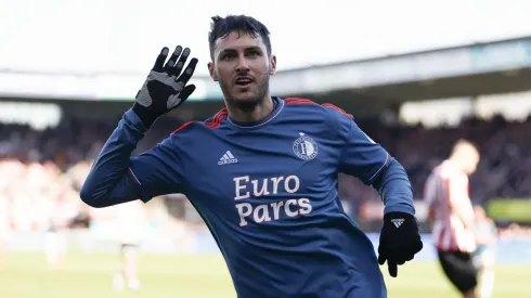 ROTTERDAM – Santiago Gimenez of Feyenoord celebrates the 1-2 during the Dutch premier league match between Sparta Rotter
