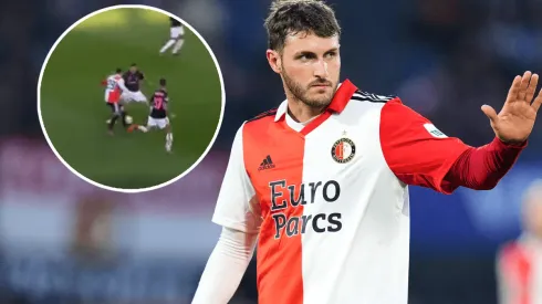 El caño de Santiago Giménez antes la Roma