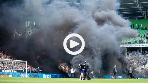 GRONINGEN – Supporter storms the field during the Dutch premier league match between FC Groningen and Ajax at the Eurobo
