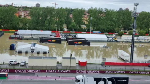 La postal del GP de Emilia Romaña, que por inundaciones fue suspendido.