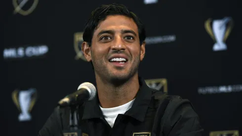 LOS ANGELES, CA – NOVEMBER 03: Carlos Vela #10 of the Los Angeles FC participates during the 2022 MLS Cup Media Day at InterContinental Los Angeles Downtown on November 3, 2022 in Los Angeles, California. (Photo by Kevork Djansezian/Getty Images)
