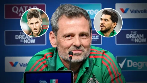 Diego Cocca con dos atacantes de primer nivel como son Santi Giménez y Henry Martin en la Selección Mexicana.
