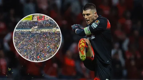 Tiago Volpi, furioso con la parcialidad celeste y el árbitro.