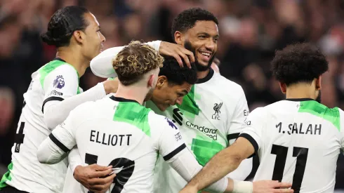 Los jugadores de Liverpool, a puro festejo.