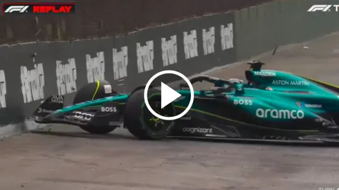 Lance Stroll chocó en la vuelta de formación del GP de Brasil