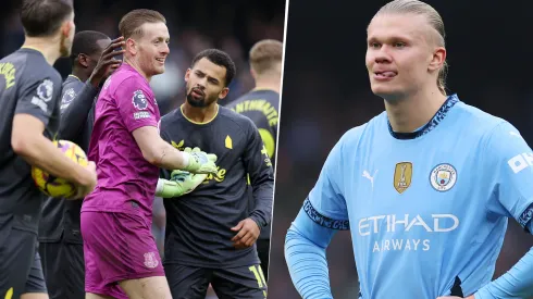 Jordan Pickford y Erling Haaland tuvieron un duelo aparte en Manchester City vs. Everton.
