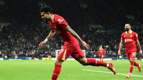 Luis Díaz celebra un gol de Liverpool.