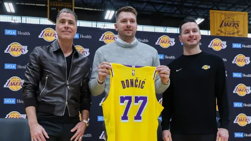 Luka Doncic, en su presentación con Los Angeles Lakers
