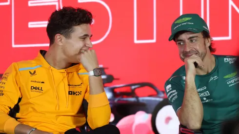 Lando Norris y Fernando Alonso en rueda de prensa de F1