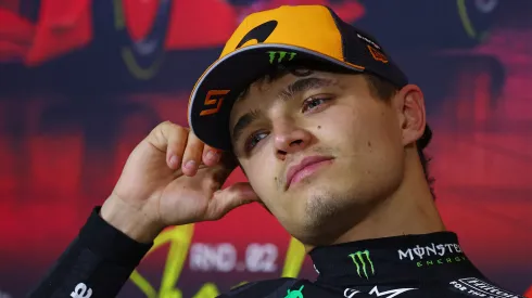 Lando Norris, piloto de McLaren, en rueda de prensa