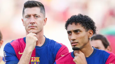 Robert Lewandowski y Raphinha en Barcelona