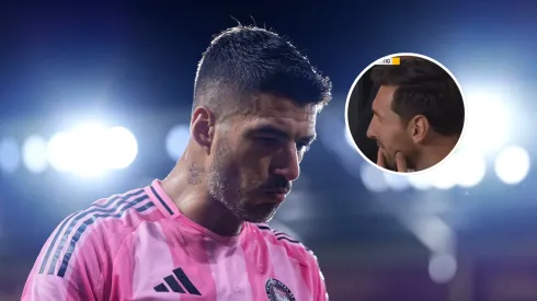 Messi reacciona al gol de Suárez