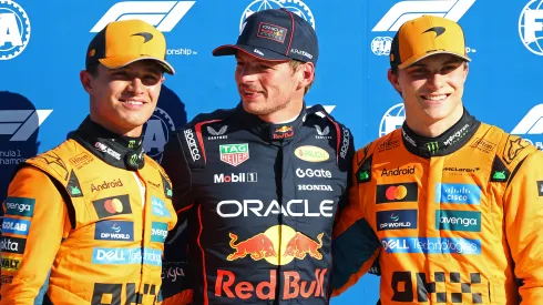 Lando Norris, Max Verstappen y Oscar Piastri