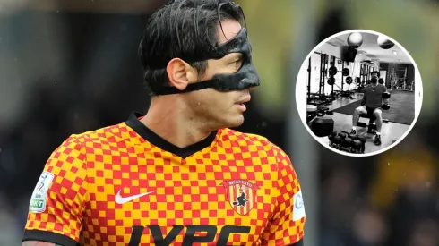 Lapadula jugando con el Benevento (Foto: Getty Images) / Lapadula entrenándose en Navidad (Foto: Instagram Gianluca Lapadula)